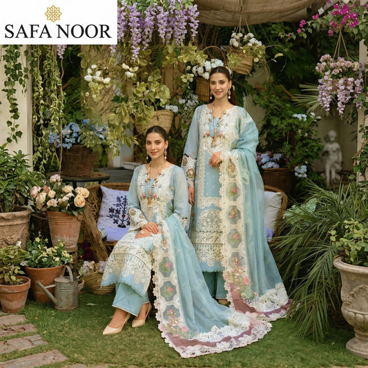SAFA NOOR LAWN EMBROIDERED UNSTITCHED 3PC