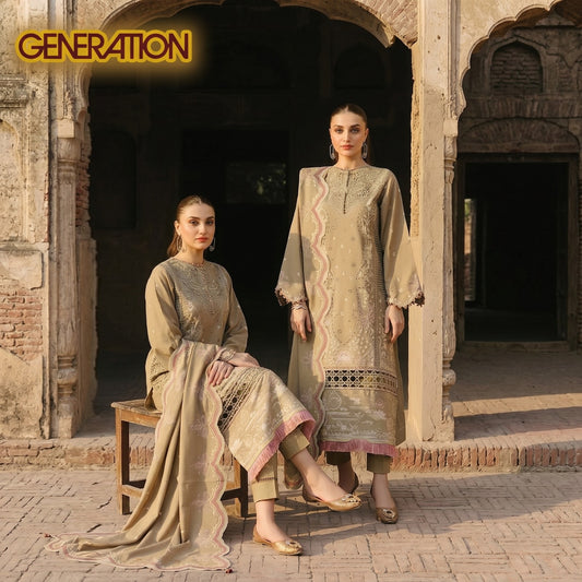 GENERATION LAWN EMBROIDERED UNSTITCHED 3PC