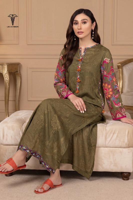 LCRB-102 EMBROIDERED DHANAK UNSTITCHED WINTER 2PC
