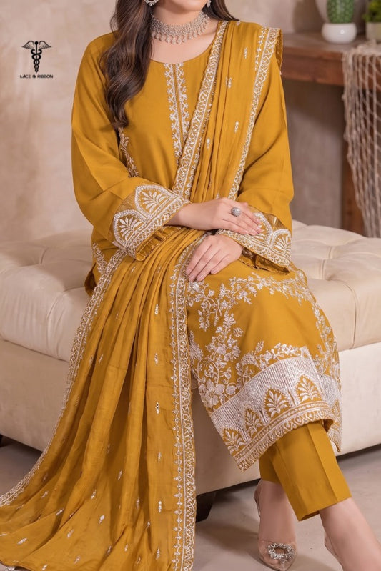 LCRB-36 EMBROIDERED DHANAK UNSTITCHED WINTER 3PC