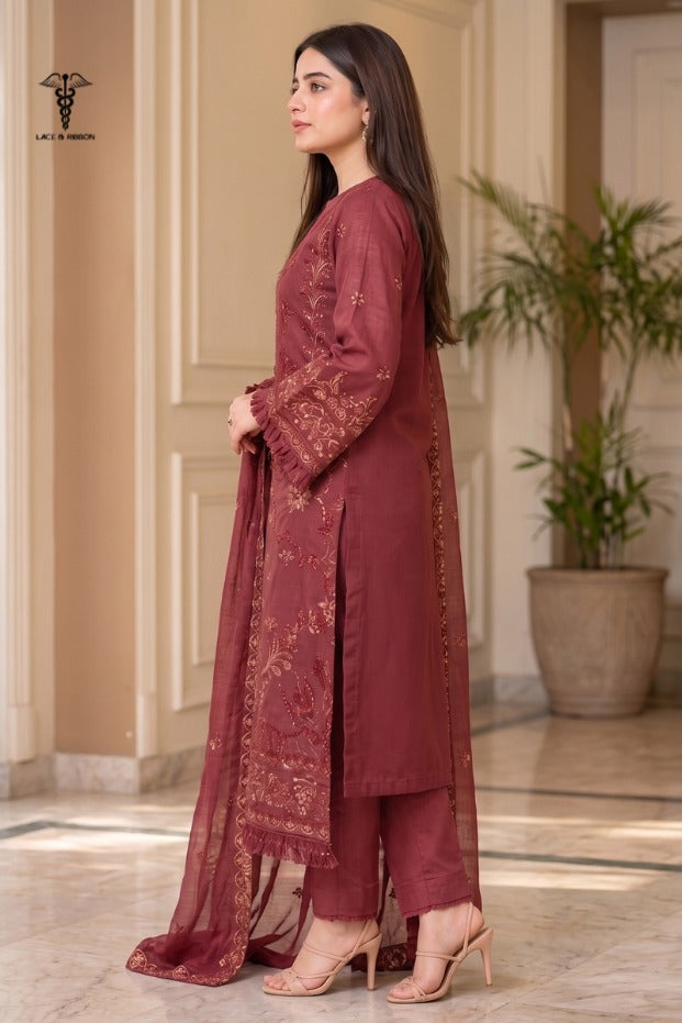 LCRB-38 EMBROIDERED DHANAK UNSTITCHED WINTER 3PC