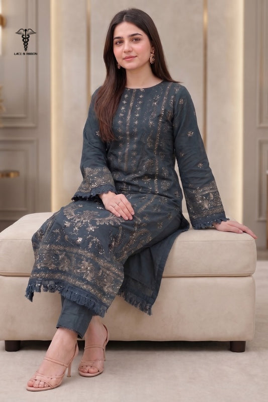 LCRB-104 EMBROIDERED DHANAK UNSTITCHED WINTER 2PC