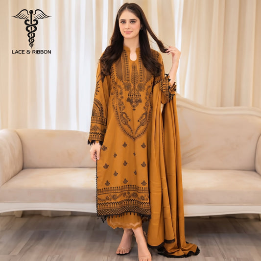 EMBROIDERED DHANAK UNSTITCHED WINTER 3PC