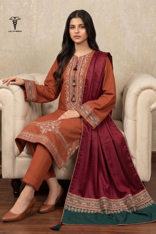 LCRB-12 EMBROIDERED DHANAK UNSTITCHED WINTER 3PC