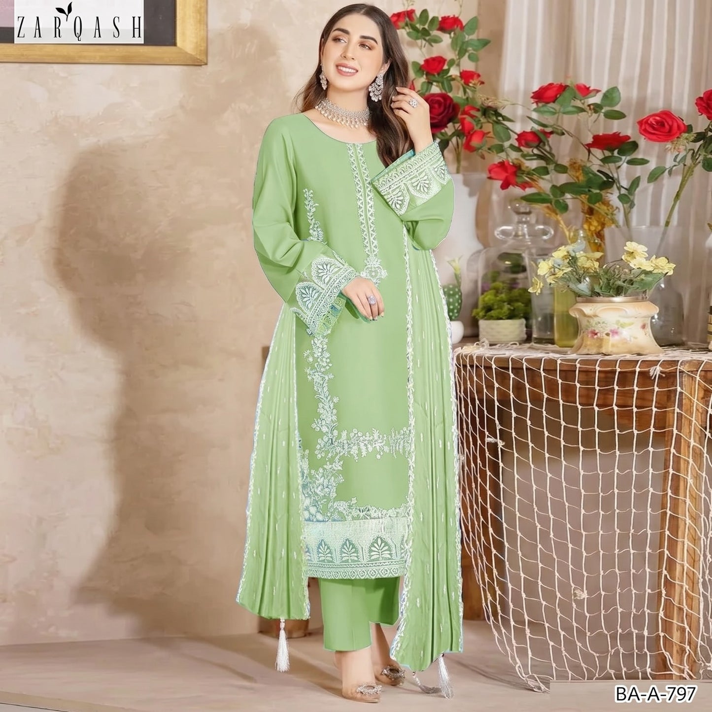 ZARQASH LAWN EMBROIDERY UNSTITCHED 3PC