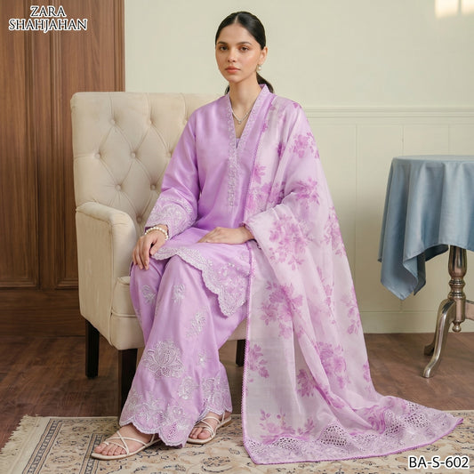 ZARA SHAHJAHAN LAWN EMBROIDERY UNSTITCHED 3pc