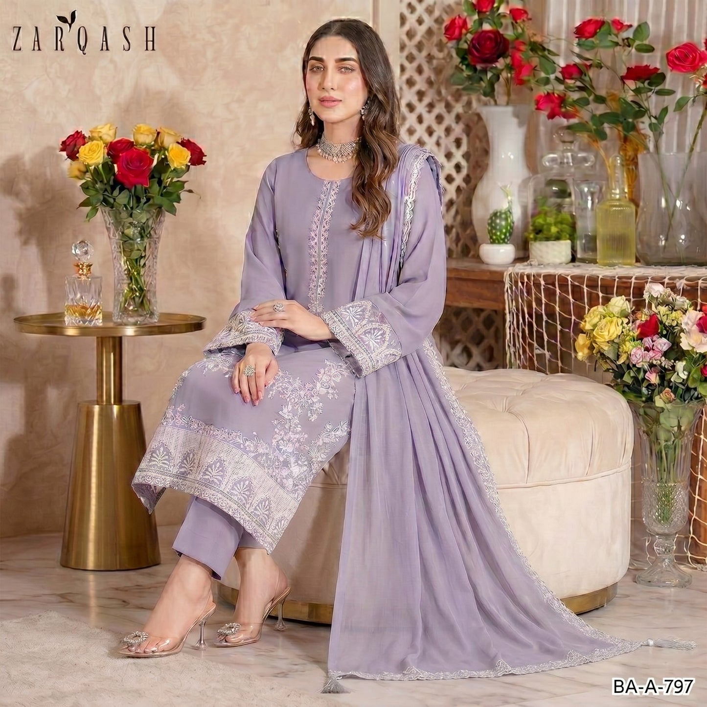 ZARQASH LAWN EMBROIDERY UNSTITCHED 3pc