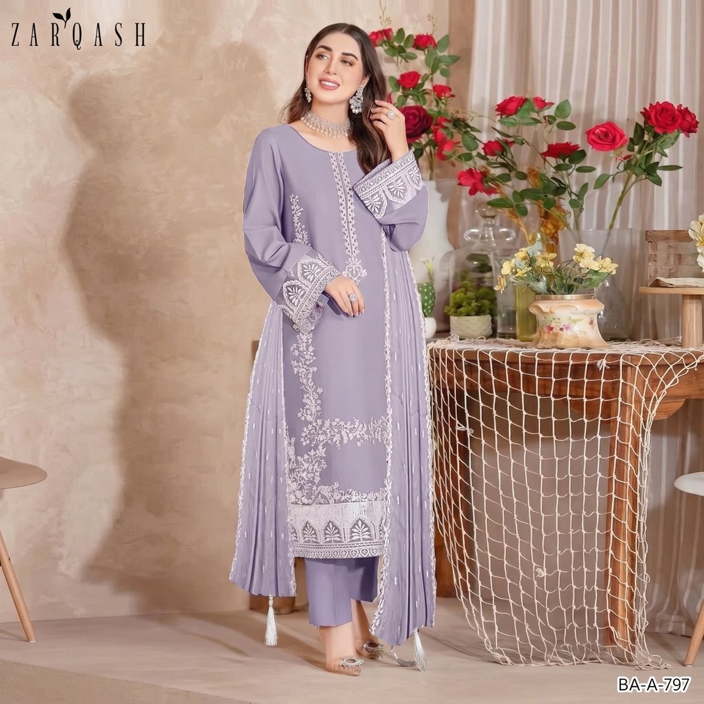 ZARQASH LAWN EMBROIDERY UNSTITCHED 3pc