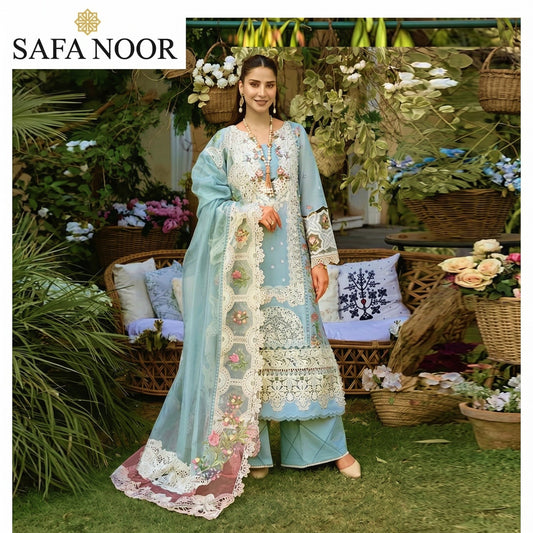 SAFA NOOR LAWN EMBROIDERED UNSTITCHED 3PC