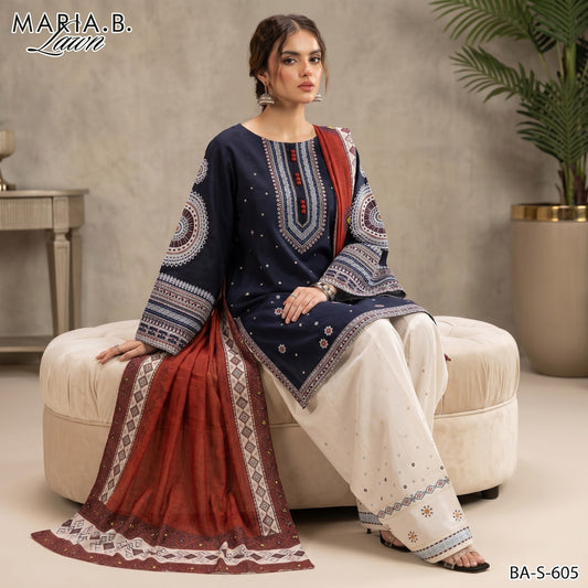 MARIA.B LAWN EMBROIDERED UNSTITCHED 3PC