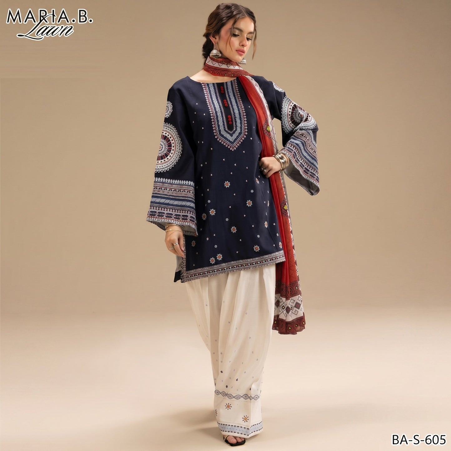 MARIA.B LAWN EMBROIDERED UNSTITCHED 3PC