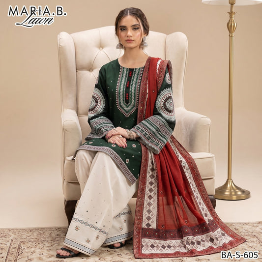 MARIA.B LAWMN EMBROIDERED UNSTITCHED 3PC