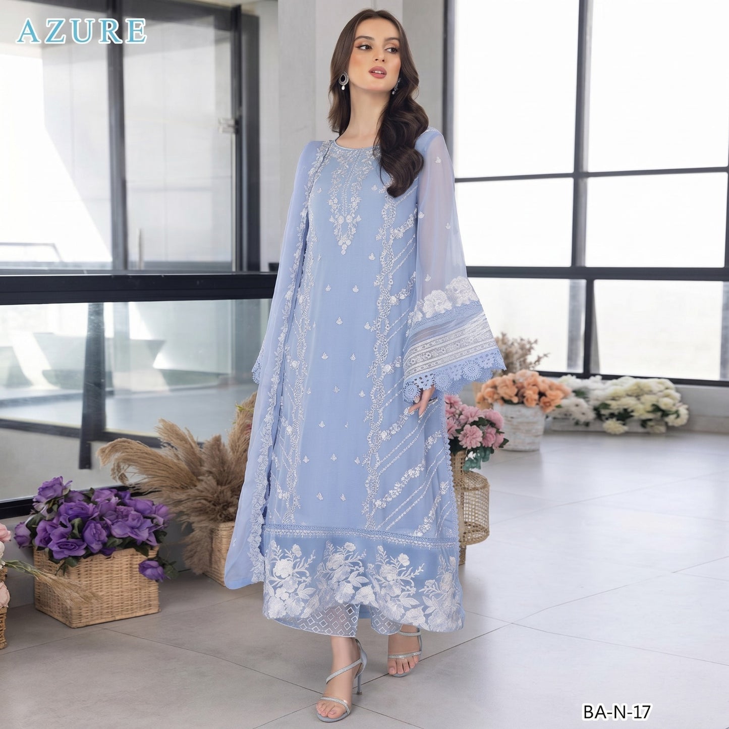 AZURE LAWN EMBROIDERED UNSTITCHED 3PC
