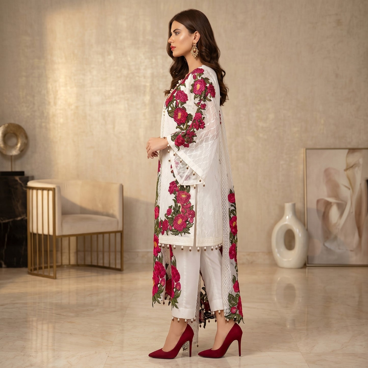 CHARIZMA WHITW LAWN EMBROIDERED UNSTITCHED 3PC