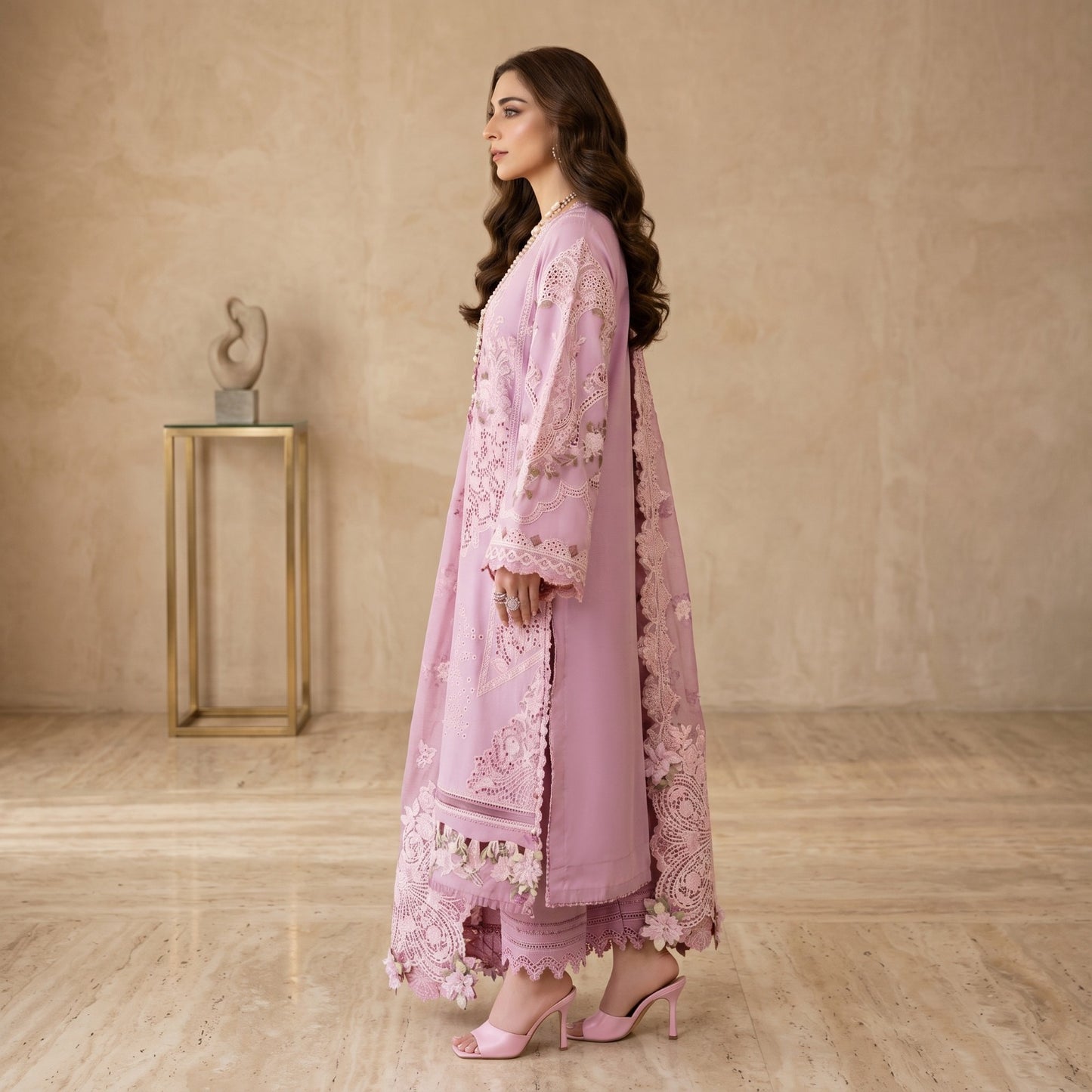 GENERATION LAWN CHICKENKARI EMBROIDERED UNSTITCHED 3PC