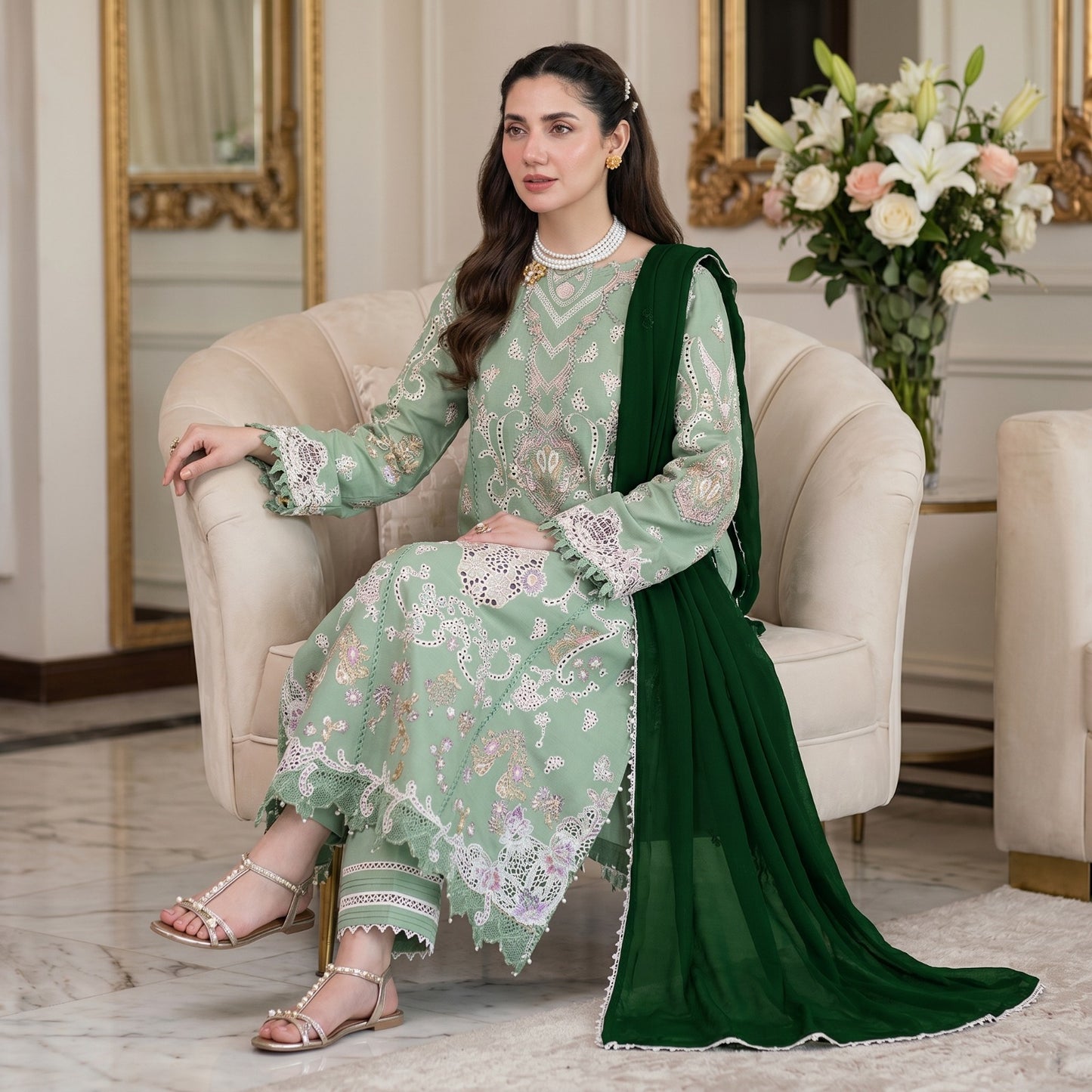 QALAMKAR LAWN EMBROIDERY UNSTITCHED 3pc