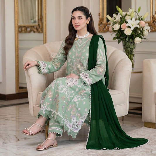 QALAMKAR LAWN EMBROIDERY UNSTITCHED 3pc