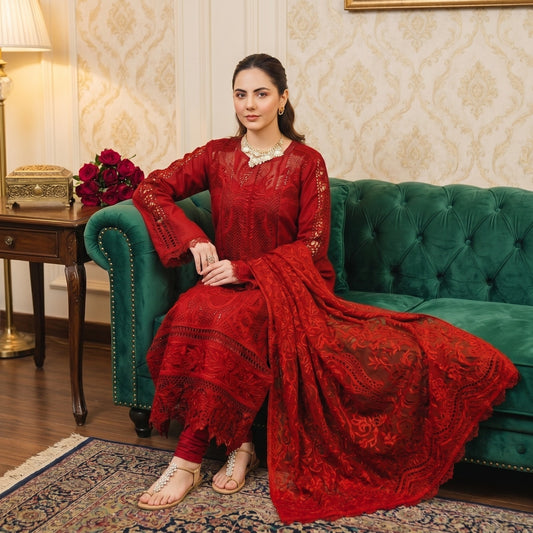 ZARA SHAHJAHAN HEAVY CHICKENKARI LAWN EMBROIDERED UNSTITCHED 3PC