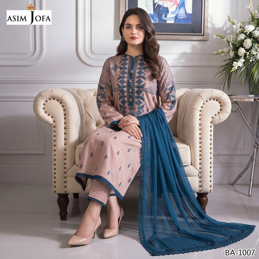 ASIM JOFA LAWN EMBROIDERED UNSTITCHED 3PC