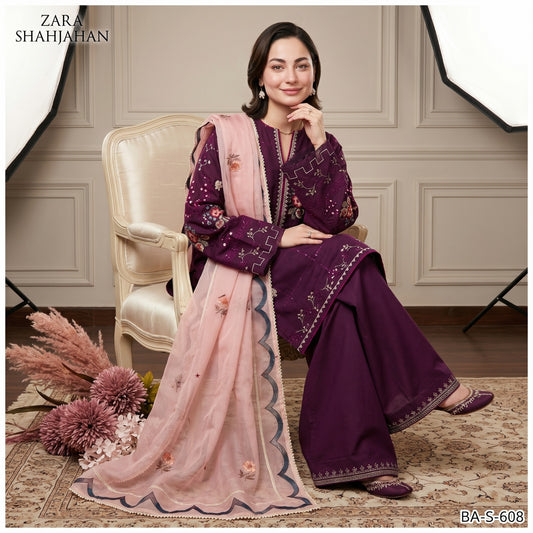 ZARA SHAHJAHAN LAWN EMBROIDERED UNSTITCHED 3PC
