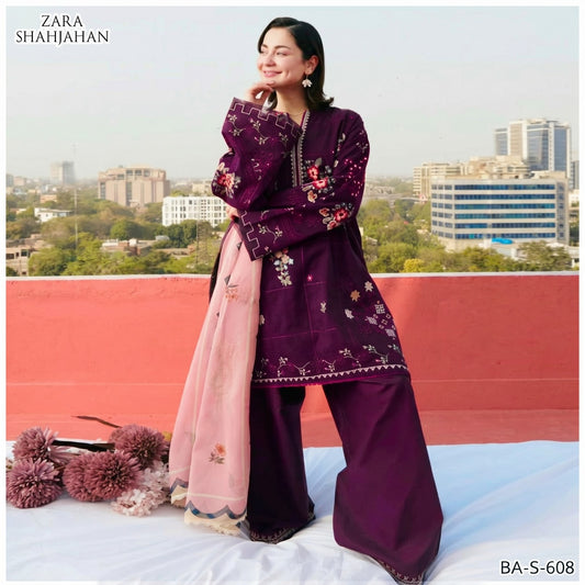 ZARA SHAHJAHAN LAWN EMBROIDERED UNSTITCHED 3PC