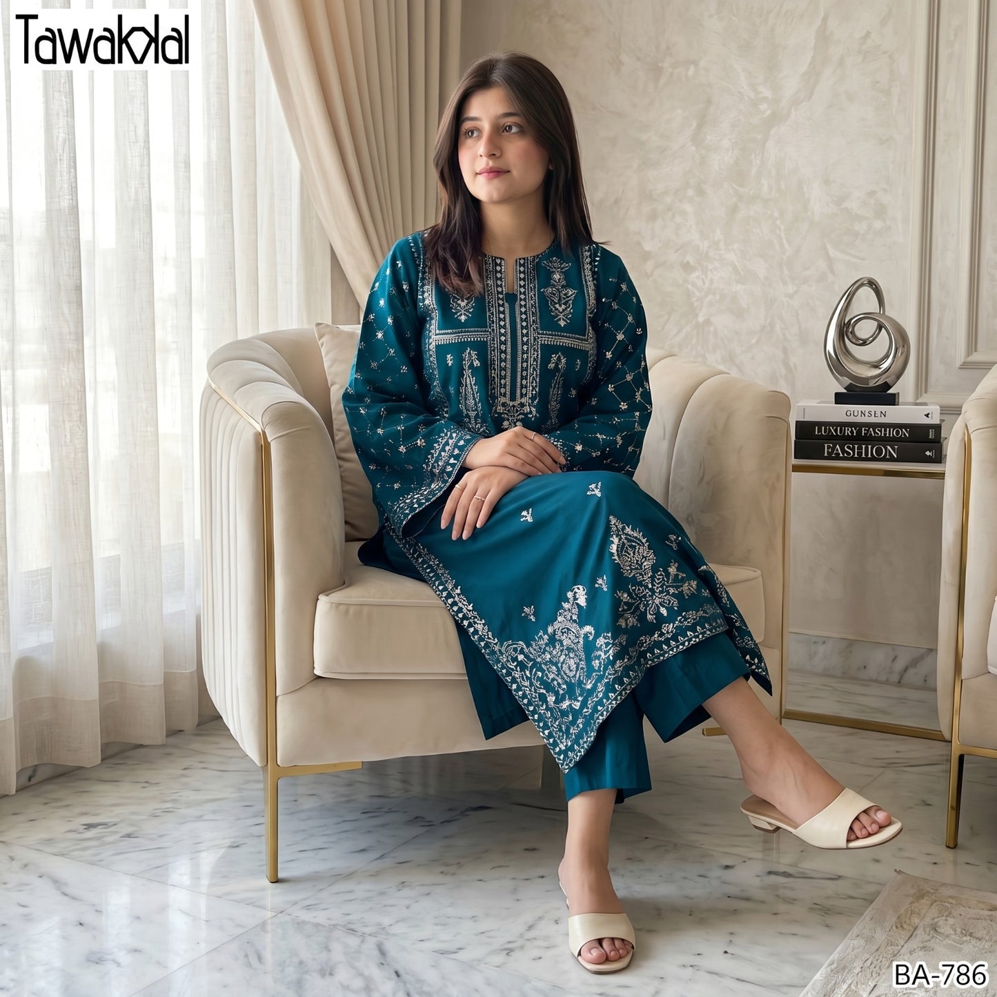 TAWAKKAL LAWN EMBROIDERY UNSTITCHED 2PC