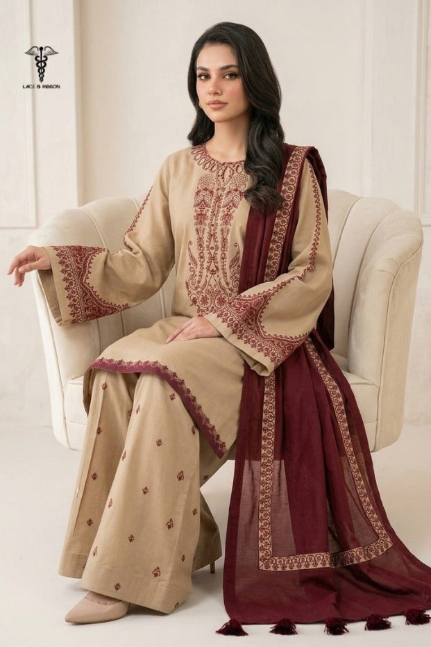 LCRB-02 EMBROIDERED DHANAK UNSTITCHED WINTER 3PC