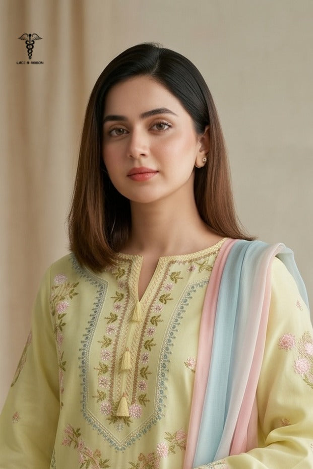 LCRB-305 EMBROIDERED LAWN UNSTITCHED SUMMER 3PC