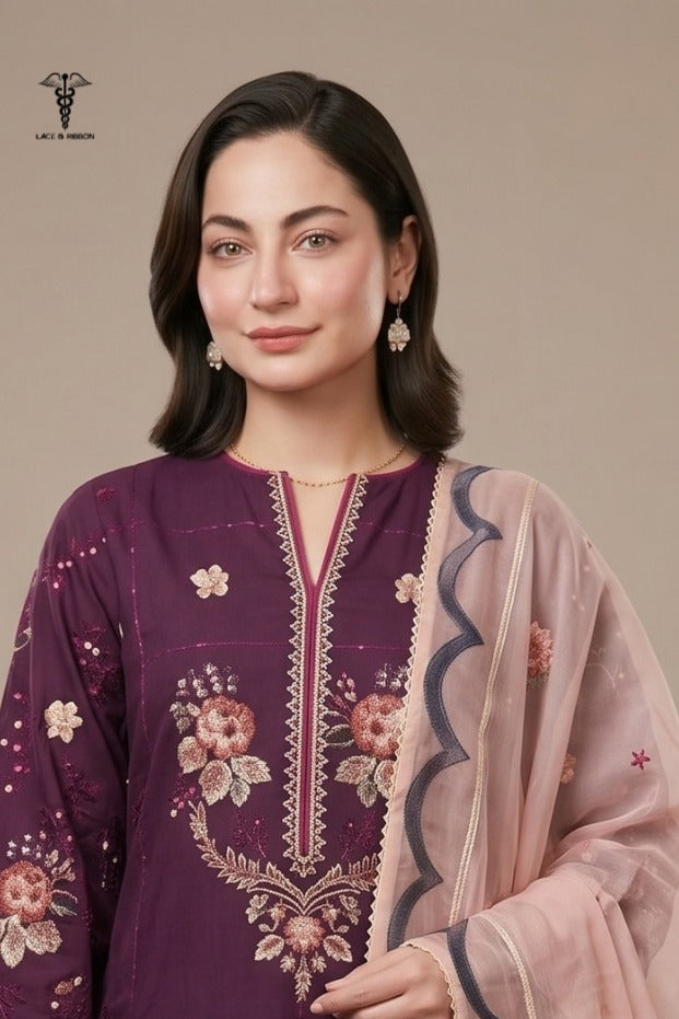 LCRB-309 EMBROIDERED LAWN UNSTITCHES SUMMER 3PC
