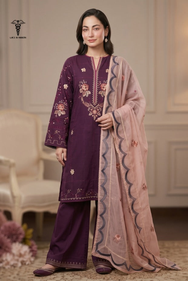 LCRB-309 EMBROIDERED LAWN UNSTITCHES SUMMER 3PC