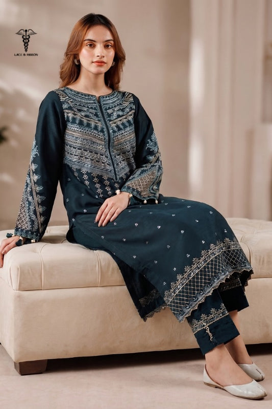 LCRB-101 EMBROIDERED DHANAK UNSTITCHED WINTER 2PC