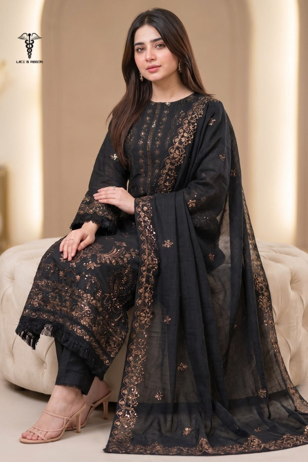 LCRB-33 EMBROIDERED DHANAK UNSTITCHED WINTER 3PC