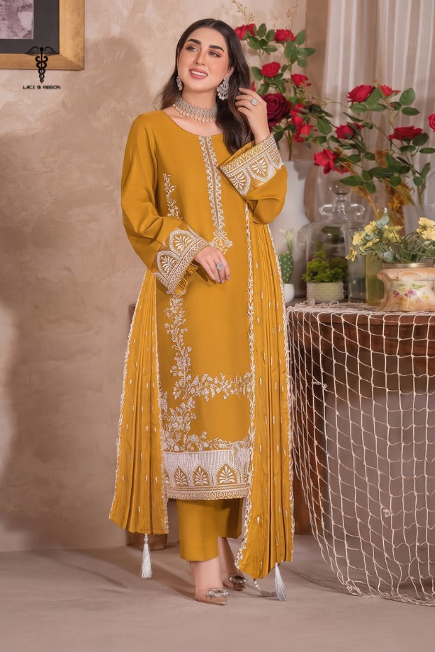 LCRB-36 EMBROIDERED DHANAK UNSTITCHED WINTER 3PC