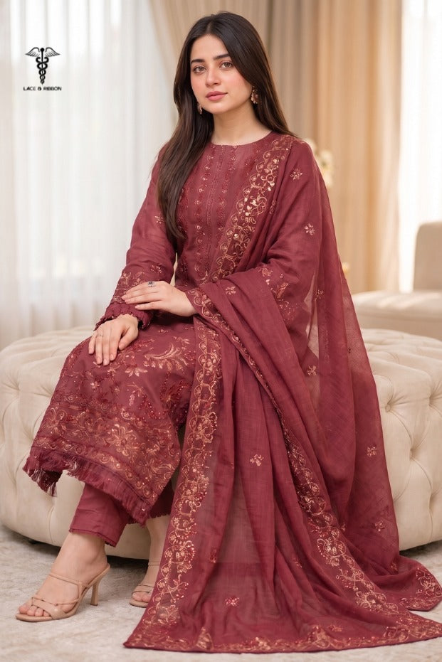 LCRB-38 EMBROIDERED DHANAK UNSTITCHED WINTER 3PC