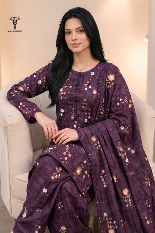 LCRB-41 EMBROIDERED DHANAK UNSTITCHED WINTER 3PC