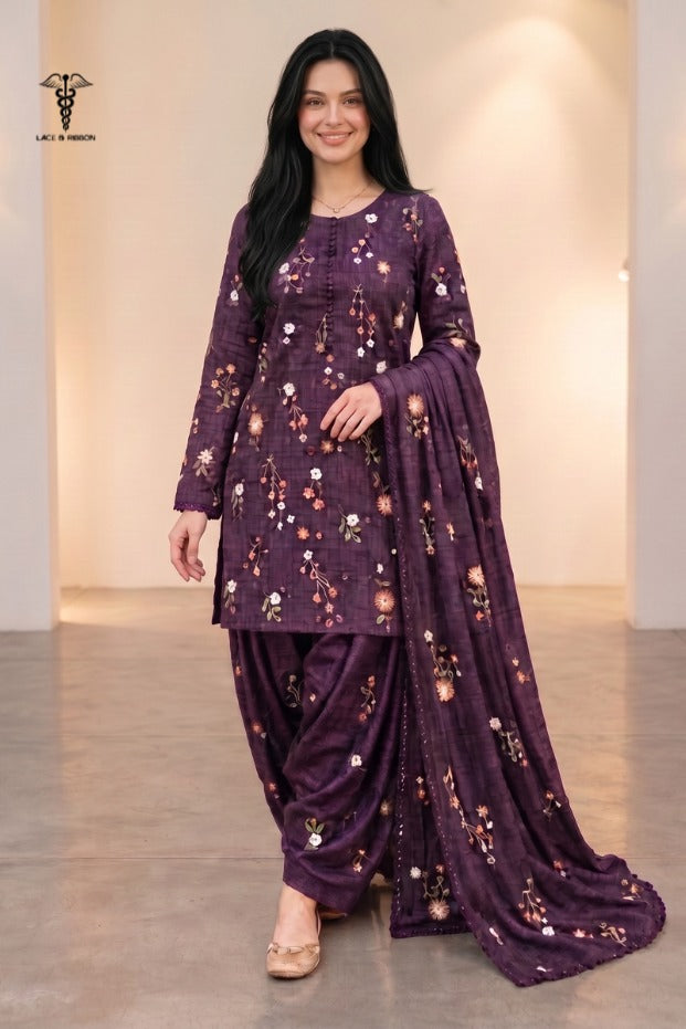 LCRB-41 EMBROIDERED DHANAK UNSTITCHED WINTER 3PC