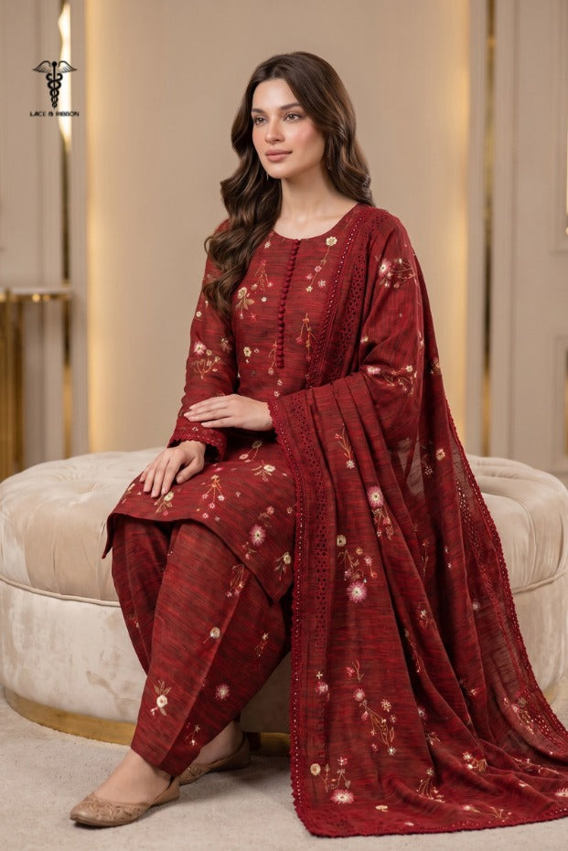 LCRB-42 EMBROIDERED DHANAK UNSTITCHED WINTER 3PC