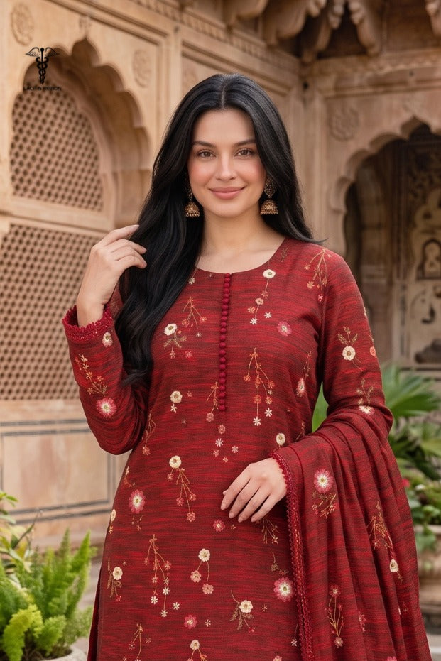 LCRB-42 EMBROIDERED DHANAK UNSTITCHED WINTER 3PC