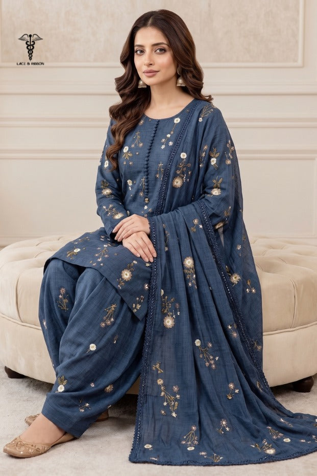 LCRB-44 EMBROIDERED DHANAK UNSTITCHED WINTER 3PC