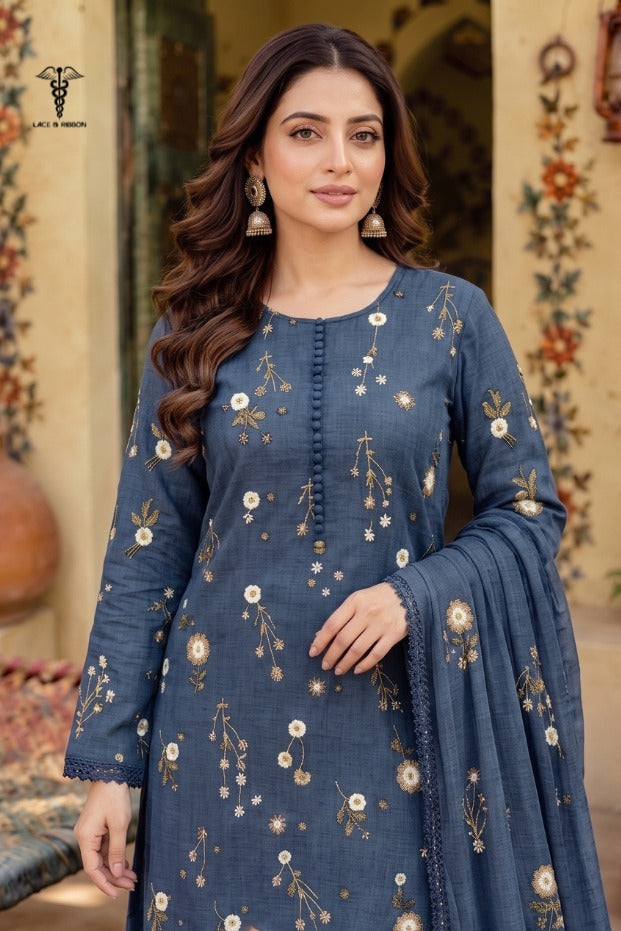 LCRB-44 EMBROIDERED DHANAK UNSTITCHED WINTER 3PC