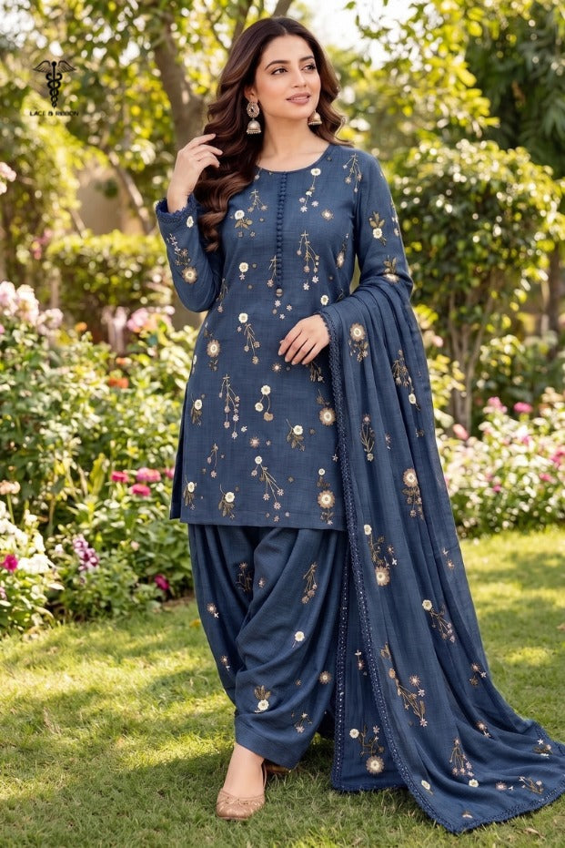 LCRB-44 EMBROIDERED DHANAK UNSTITCHED WINTER 3PC