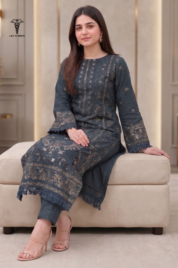 LCRB-104 EMBROIDERED DHANAK UNSTITCHED WINTER 2PC