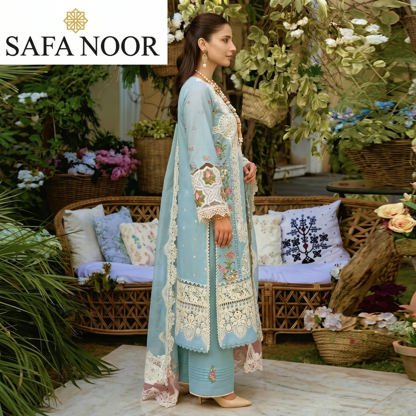 SAFA NOOR LAWN EMBROIDERED UNSTITCHED 3PC