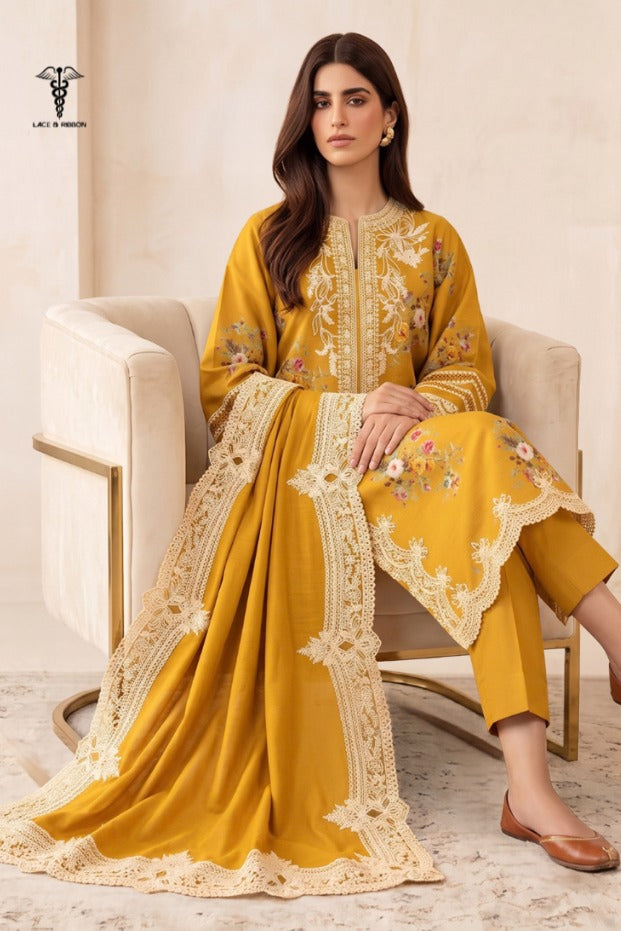 LCRB-10 EMBROIDERED DHANAK UNSTITCHED WINTER 3PC