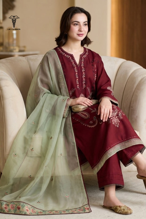 LCRB-17 EMBROIDERED DHANAK UNSTITCHED WINTER 3PC