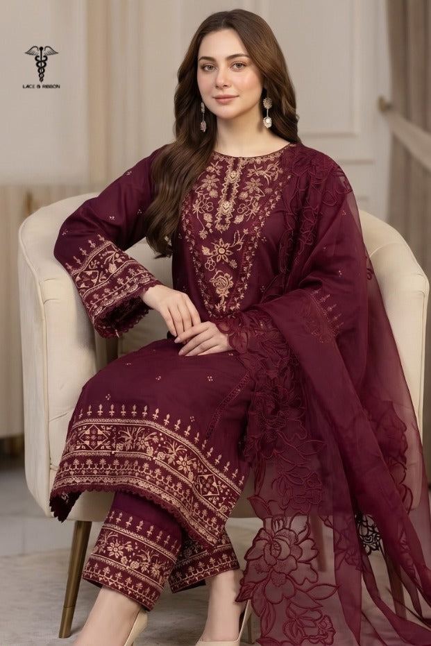LCRB-30 EMBROIDERED DHANAK UNSTITCHED WINTER 3PC