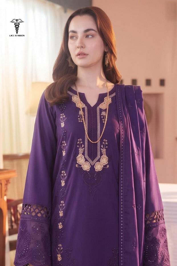 LCRB-28 EMBROIDERED DHANAK UNSTITCHED WINTER 3PC