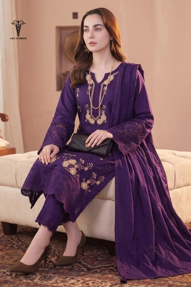 LCRB-28 EMBROIDERED DHANAK UNSTITCHED WINTER 3PC