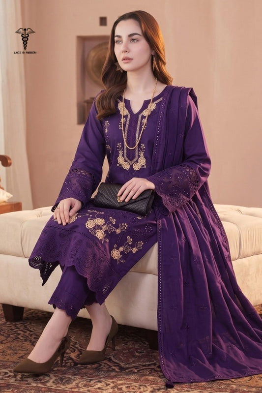 LCRB-28 EMBROIDERED DHANAK UNSTITCHED WINTER 3PC