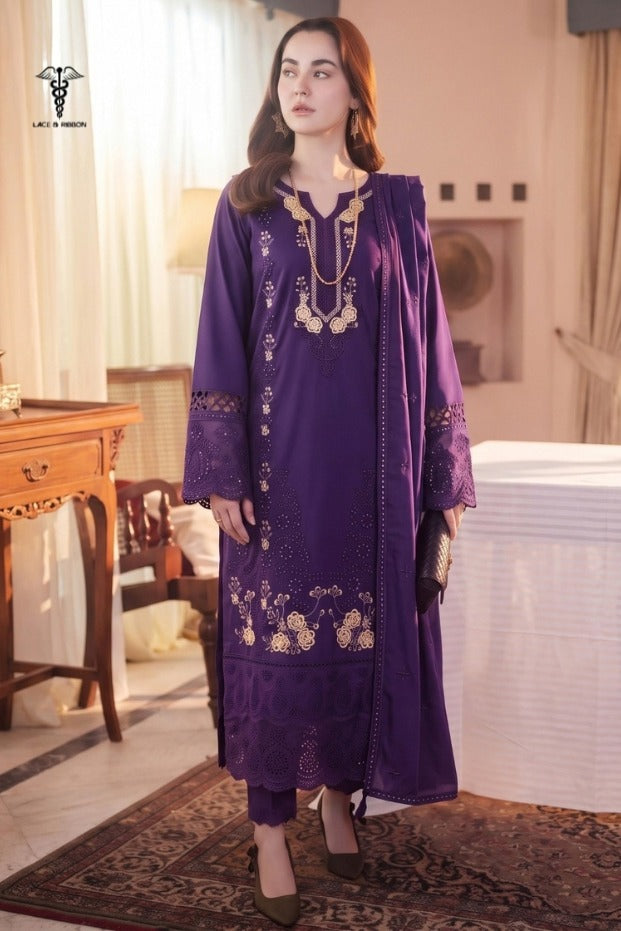LCRB-28 EMBROIDERED DHANAK UNSTITCHED WINTER 3PC